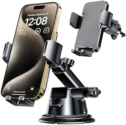 Qifutan Dash Mounted Holders Phone Holders for Your Car Phone Mount for Car Windshield Dashboard Air Vent Universal Desk Mounts Hands Free Automobile Cell Phone Holder Fit for iPhone Smartphone by Qifutan