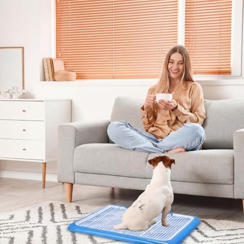 Mifoci 2 Pcs Dog Potty Tray, Mesh Puppy Training Pad, 25.6 x 18.9 Inch, Blue - Image 7