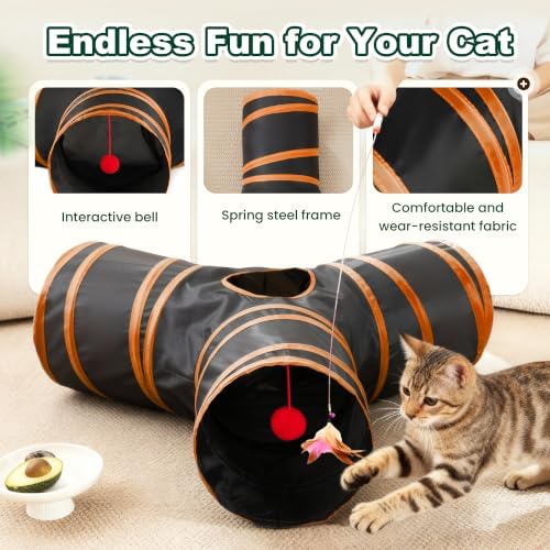 Love's cabin Cat Tunnel for Indoor Cats, 3-Way Collapsible Play Tunnel - Image 5