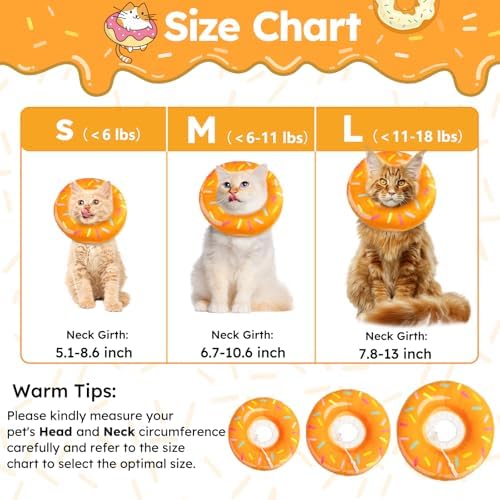 Hpetppy Cat Cone Collar Soft, Cat Recovery Collar for Wound Healing Cute Donut Adjustable Kittens Cones to Stop Licking Comfortable Lightweight Neck Elizabethan Collars for Cats Kittens After Surgery - Image 2