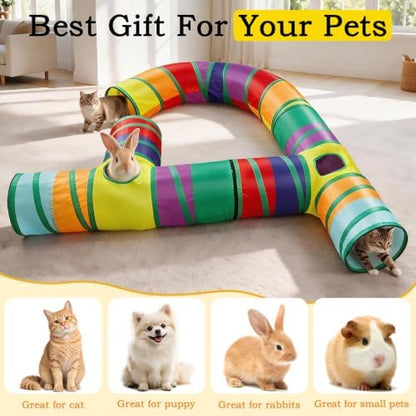 3-Piece Collapsible Cat Tunnel Set with Zipper Connection - Image 3