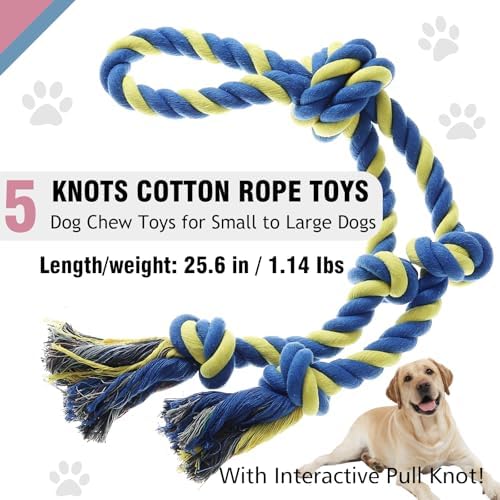 Rope Toy for Dogs，Large Dog Rope Toys for Aggressive Chewers, Heavy Duty Dog Toys for Large Medium Breed, Indestructible Tough Chew Toys Tug of War Dog Toy Cotton Rope for Teeth Cleaning - Image 2