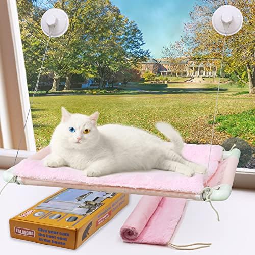 Cat Window Perch, Cat Hammock w/Fleece Blanket, Screw Suction Cups, Pink by SupplierforCats