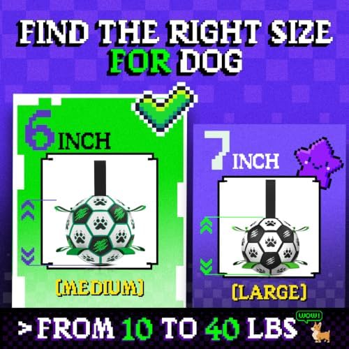 Diman Dog Balls, 6 Inch Balls for Dogs, Dog Soccer Ball with Straps, Green - Image 3