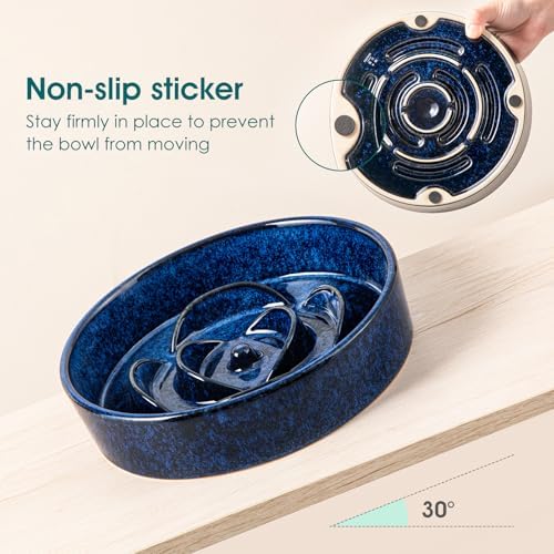 vancasso Slow Feeder Dog Bowl, 1.5 Cup Ceramic Puzzle Dish for Medium Breed - Image 6