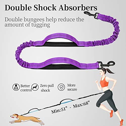 iYoShop Hands Free Dog Leash with Zipper Pouch, Large, 25-120 lbs, Purple - Image 5