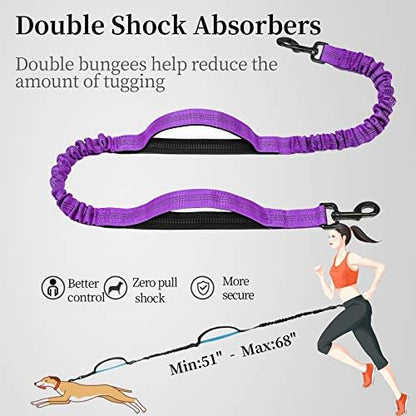 iYoShop Hands Free Dog Leash with Zipper Pouch, Large, 25-120 lbs, Purple - Image 5
