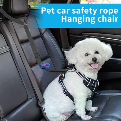 YAOHDAO Dog Seat Belt Harness for Car, Restraint Adjustable with Elastic Bungee Buffer Headrest for Vehicle, 360 Degree Swivel Nylon Pet Safety Seat Belts Car Harness (Black with Flowers) - Image 3