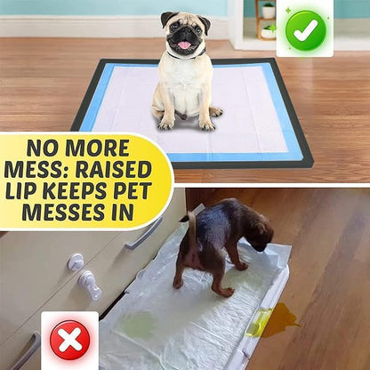 TidyFriend Dog Pad Holder Tray for 36 x 36 Inches Training Pads - Silicon Wee Wee Holder, No Spill Pee Tray for Dogs - Easy to Clean and Store Perfect for Dog Potty (Black)