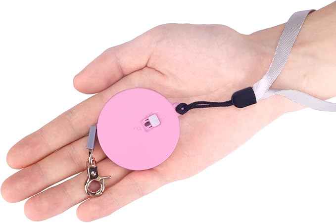 Retractable Dog Leash for Small Dogs Cats up to 11lbs with 6.5ft Anti-Pull Strong Nylon Tape, Hands Free, Mini and Portable Walking Leash with Wrist Strap, One-Hand Brake, Pink Round