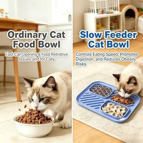 AZY 3-Piece Slow Feeder Cat Bowl Set with Strong Suction Cups - Image 2