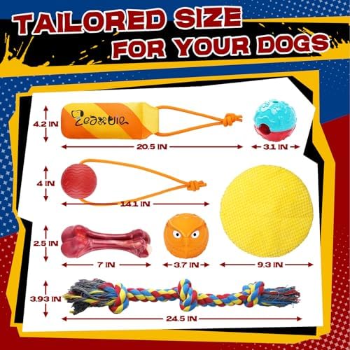 Zeaxuie 12 Pack Heavy Duty Various Dog Chew Toys Pack for Aggressive Chewers - Includes Large Rope Toys, Squeaky Toys & Indestructible Chew Bone for Medium, Large & X-Large Dogs (for Powerful Chewers) - Image 7