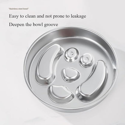 Slow Feeder Dog Bowl Stainless Steel Dog Slow Feeder Food Bowl, Metal Non-Slip Lick Plate,Puppy or Cat Food Holder,Pet Supplies,Puzzle Maze Dish for Small & Medium Sized Breeds (Cat Paw)