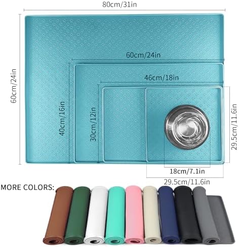 Ptlom Dog Food Mat Anti-Slip Pet Bowl Mats for Food and Water, High-Lips Pet Placemat Prevent Messy Spills to Floor, Waterproof Puppy Feeding Tray for Small, Medium Large Dogs Cats, Silicone - Image 2
