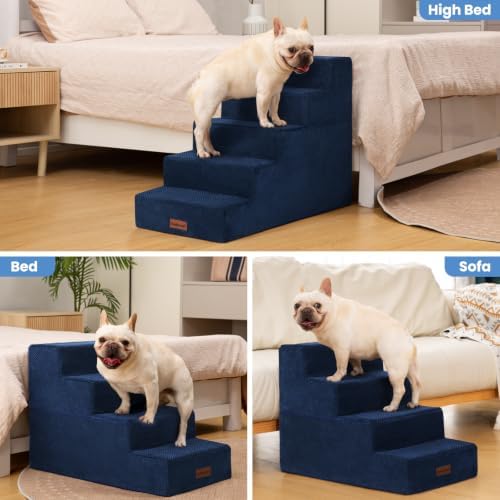 Aodisman Dog Stairs for High Beds 22.6" H, 5-Step Pet Steps for Small Dogs - Image 2