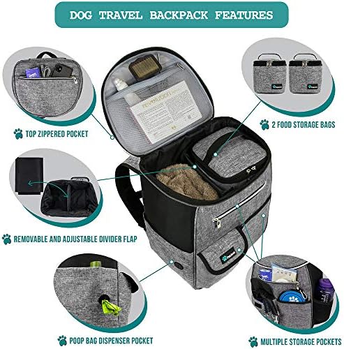 PetAmi Dog Travel Backpack 27L Airline Approved Pet Supplies Bag, Gray - Image 3