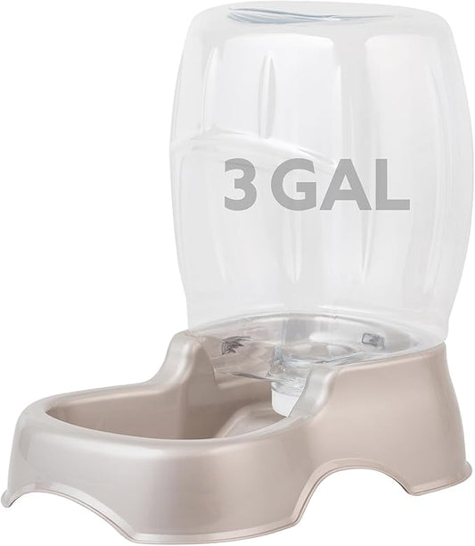 Petmate Pet Cafe Cat and Dog Water Dispenser - Water Bowl for Cats and Dogs, USA Made, 3 GAL, Pearl Tan
