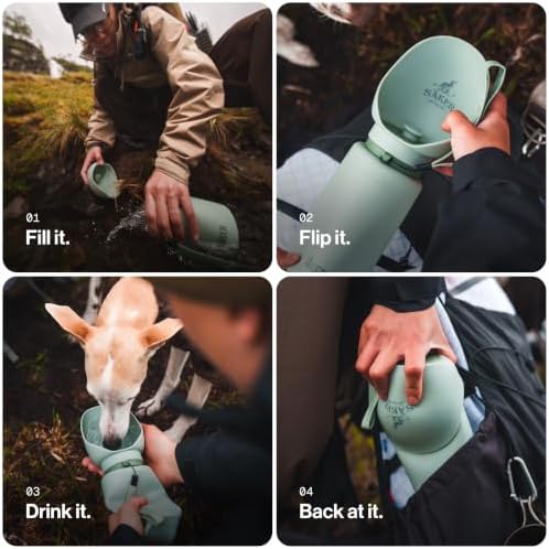 SÄKER Portable Dog Water Bottle, Collapsible Water Bottle for Dogs Perfect for Walking, Hiking and Outdoors | Works as a Portable Water Bowl | Designed in Montreal - 350ml - Image 3