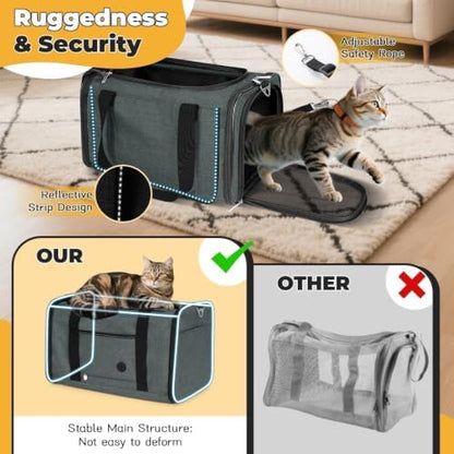 YUDODO 25lbs Cat Carrier Lightproof Soft Sided Pet Carrier for Large Cat - Image 5