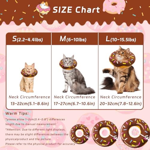 Seyezo Cat Cone Collar Soft, Adjustable Cat Recovery Collars, Donut Brown L - Image 2
