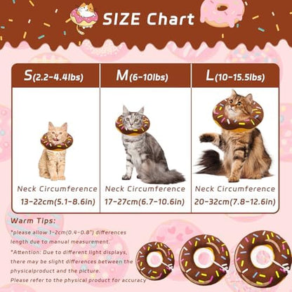 Seyezo Cat Cone Collar Soft, Adjustable Cat Recovery Collars, Donut Brown L - Image 2