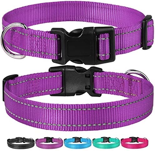 Reflective Dog Collar, Puppy Collar with Buckle Adjustable, Purple XS - Image 6