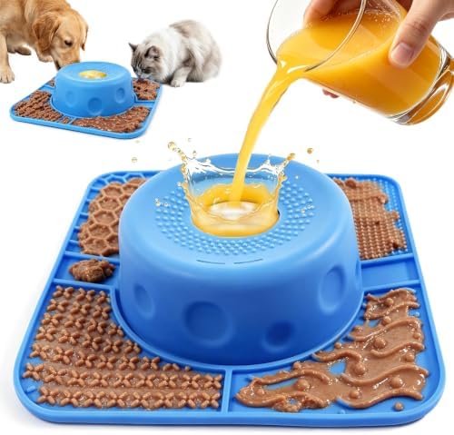 Slow Feeder Dog Bowl Set, Interactive Feeder with Silicone Lick Mat by Unknown