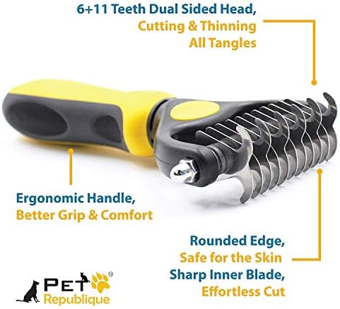 Pet Republique Dog Dematting Tool – Matt Splitters for Dogs, Cats, Rabbits, Long Haired Breed Pets – Effective Pet Dematting, Mat Remover, De-Matting Comb, or Dematter (6+11 Teeth) - Image 2