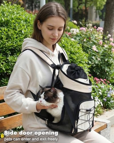 Pet Dog Carrier Backpack Small Dog Medium Cats Front Backpack with Storage Pockets,Adjustable Straps,Ventilated for Hiking Camping Travel,Max 14 lbs (Beige) - Image 5
