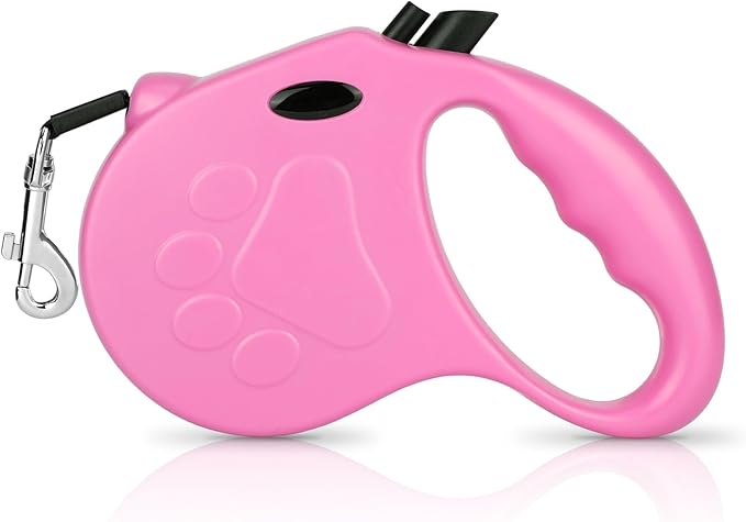 Retractable Dog Leash, 16ft Dog for Small Dogs up to 77lbs, Non-Slip Handle - Pink