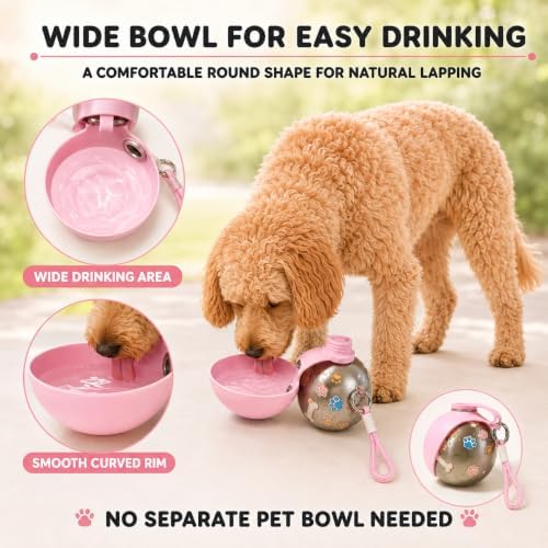 Dog Water Bottle Portable with Foldable Bowl, Stainless Steel - Image 3