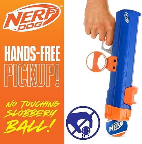 Nerf Dog Tennis Ball Blaster Dog Toy Blue/Orange, 16 Inch Compact Blaster with 1 Ball - Image 6