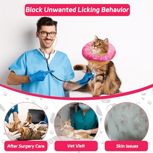 Seyezo Cat Cone Collar Soft, Adjustable Cat Recovery Collars, Donut Pink, M - Image 6