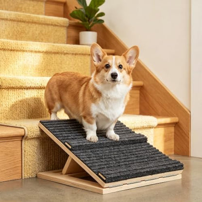 Dog Ramp for Stairs, Foldable Wooden Dog Stair Ramp with Triangular Support by Unknown