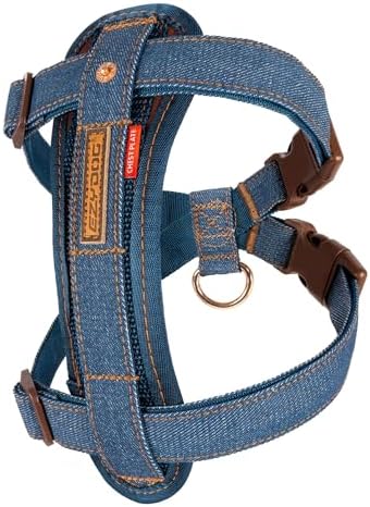 EzyDog Chest Plate No Pull Dog Harness, Escape Proof - X-Small, Denim by EzyDog