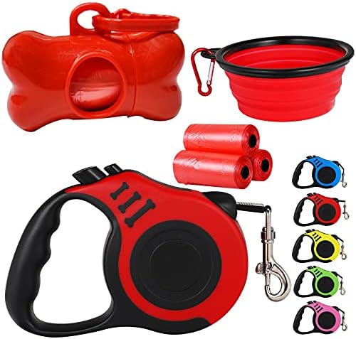 Retractable Heavy Duty Dog Leash, 16FT Walking Leashes, Red by Tailpa