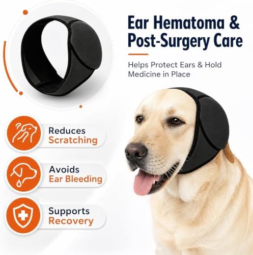 Dog Ear Muffs Noise Protection, Waterproof Calming Dog Ear Wrap for Anxiety Relief, No Shake Ear Flap Cover Snood Hoodie for Hematoma Recovery, Bathing, Grooming & Fireworks - Image 6