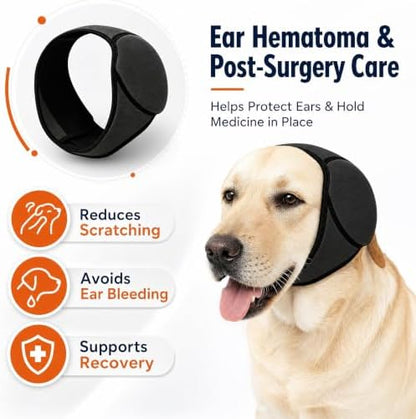 Dog Ear Muffs Noise Protection, Waterproof Calming Dog Ear Wrap for Anxiety Relief, No Shake Ear Flap Cover Snood Hoodie for Hematoma Recovery, Bathing, Grooming & Fireworks - Image 6