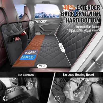 VEVOR Back Seat Extender for Dogs,Hard Bottom Car Seat Cover for Dogs Supports 400lbs,Heavy Duty Dog Car Seat Cover for Back Seat,Dog Hammock for Car, SUV, Truck for Car Bed 54"x24" - Image 2