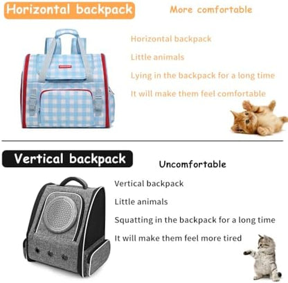 Pet Backpack Carrier for Small Dogs Medium Cats, Puppies,Breathable and Collapsible Design, Portable Travel Bag for Bearded Dragon,Rabbit Cage (Blue, Small) - Image 4