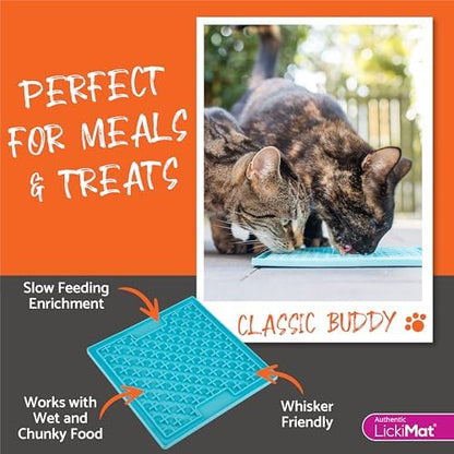 LickiMat Classic Buddy, Cat Slow Feeder Lick Mat, Boredom Anxiety Reducer; Perfect for Food, Treats, Yogurt, or Peanut Butter. Fun Alternative to a Slow Feed Cat Bowl or Dish, Green - Image 5