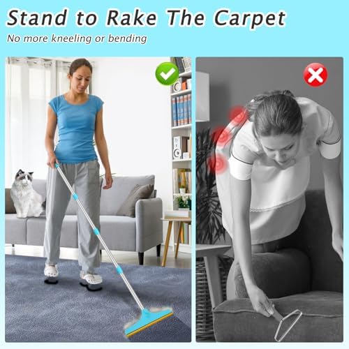 Carpet Rake for Pet Hair Removal Tool, Dog Cat Hair Remover for Furniture - Image 3
