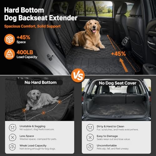 Dog Car Seat Cover for Back Seat, Waterproof Dog Hammock for Car, Non-Slip Dog Covers for Cars Backseat, Universal Pet Car Seat Cover Protector for Cars SUVs Trucks (Black Border) - Image 2