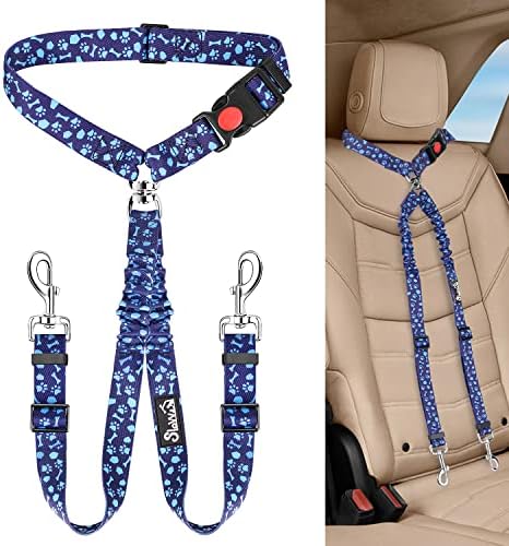 Lukovee Double Dog Car Seat Belt, No Tangle Headrest Restraint by Lukovee