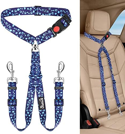 Lukovee Double Dog Car Seat Belt, No Tangle Headrest Restraint by Lukovee