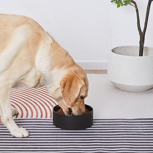 8'' Ceramic Dog Bowl - 70Oz, Heavy Duty, Non-Slip, Dishwasher Safe, Modern Style, Food Grade Stoneware Pet Bowl, Black - Image 5