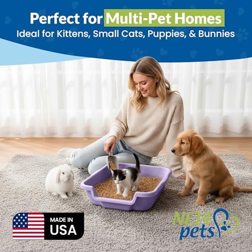 KittyGohere Senior Cat Litter Box Small with Scoop, Storybook Lavender - Image 3