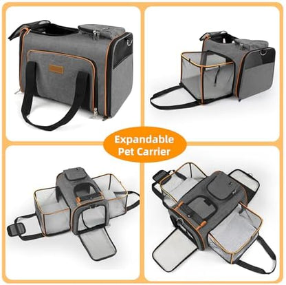 Cat Carrier,Portable Pet Carrier Bag for Cats and Small Dogs,Foldable Soft-Sided and Scratch-Proof mesh Cat Bag Pet Carriers,Airline Approved Pet Carrier,Pet Travel Carrier Up to 15 Lbs,Grey - Image 3