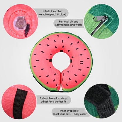 Inflatable Dog Cone Collar for After Surgery, Soft Adjustable Blow up Donut E-Collar for Small Medium Large Dog and Cats - Image 3