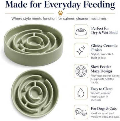 Ceramic Slow Feeder Dog Bowl 1.5 Cup Puzzle Dish for Small Medium Dogs - Image 6